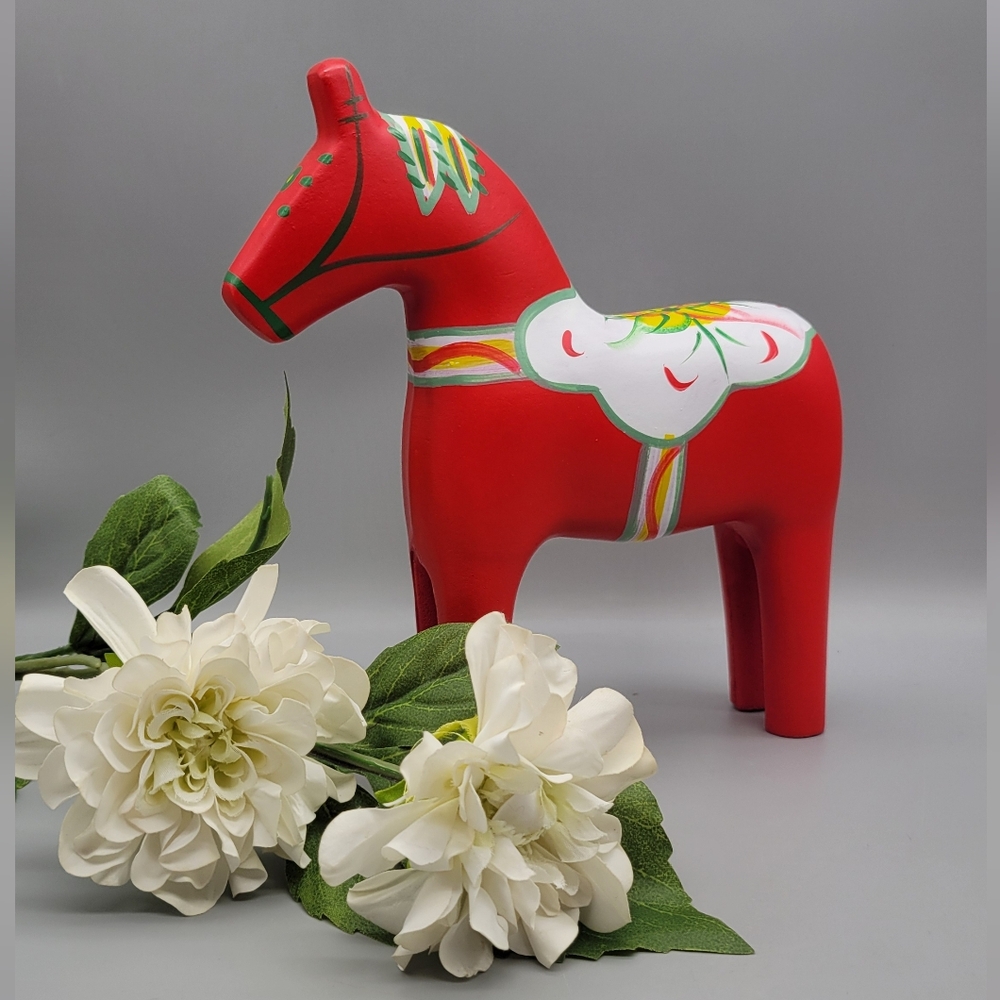 Large Swedish Handpainted Dala Horse - Scandinavian Folk Art - Hygee Home Decor